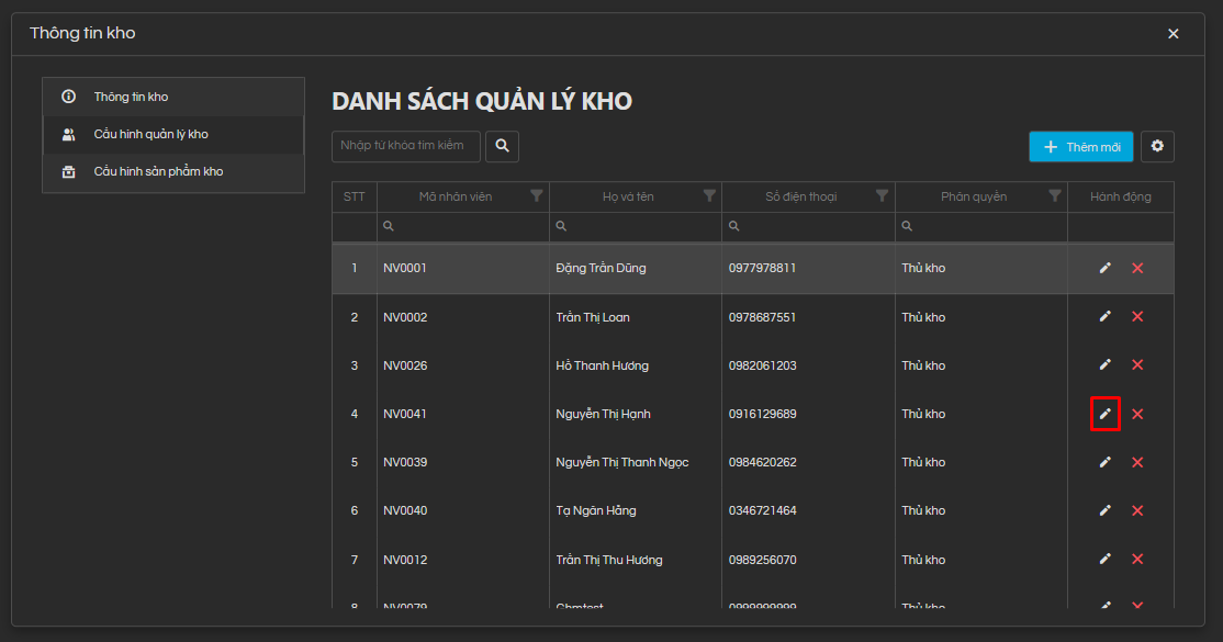&nbsp; &nbsp; &nbsp; &nbsp; &nbsp; &nbsp; &nbsp; &nbsp; &nbsp; &nbsp; &nbsp; &nbsp; &nbsp; &nbsp; &nbsp; &nbsp; &nbsp; &nbsp; &nbsp; &nbsp; &nbsp; Chỉnh sửa thông tin người quản lý kho